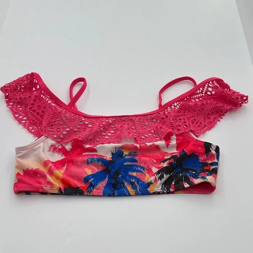 XOXO Pink and Multicolor Tropical Bikini Size 8/10